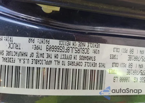 2015 Ram 2500 Big Horn z USA, uszkodzony, nr VIN 3C6UR5JL8FG566609